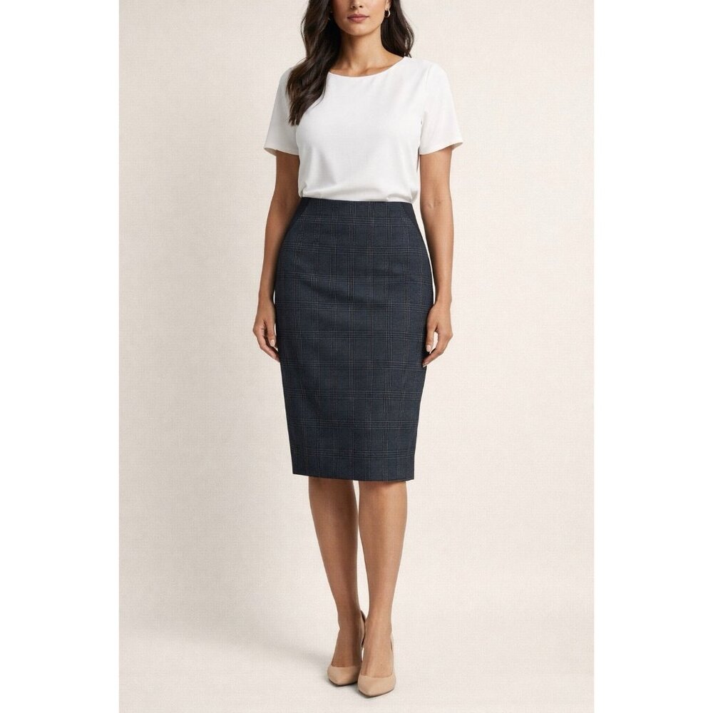 Lila Rose Pencil Skirt Black‎ Plaid Academia Preppy Sz 6 Career Stretchy Casual